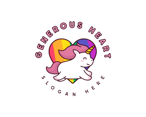 Unicorn Rainbow Heart logo design