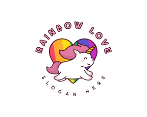 Unicorn Rainbow Heart logo design