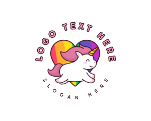 Toy - Unicorn Rainbow Heart logo design