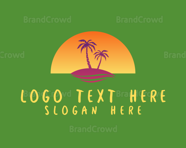 Island Sunset Coconut Tree Logo