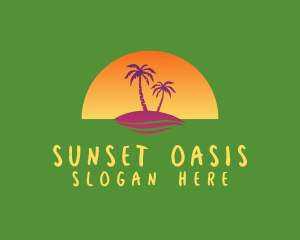 Island Sunset Coconut Tree logo design