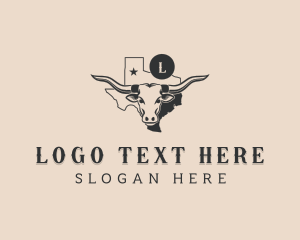 Map - Longhorn Cattle Texas logo design