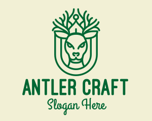 Green Deer Antler Monoline  logo design