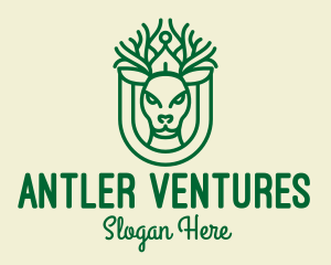 Green Deer Antler Monoline  logo design