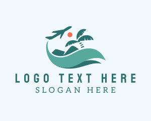 Vacation - Tropical Plane Vacation logo design