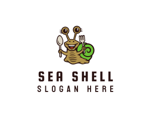 Mollusk - Smiling Snail Cutlery logo design