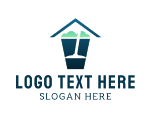 Home Cleaning - Bucket Mop Cleaning logo design
