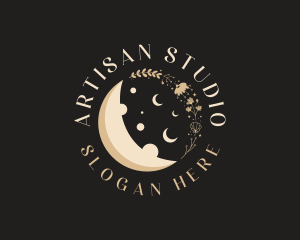 Artisanal Floral Moon logo design