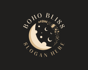 Artisanal Floral Moon logo design