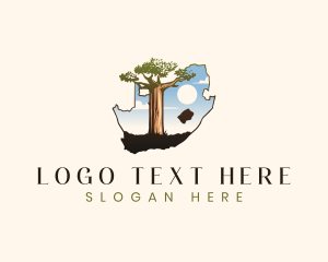 Map - South Africa Baobab Tree logo design