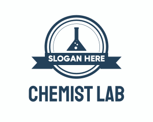 Chemist - Blue Chemistry Flask Badge logo design