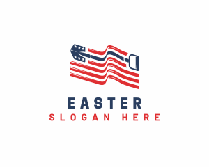 Flag - American Flag Shovel logo design
