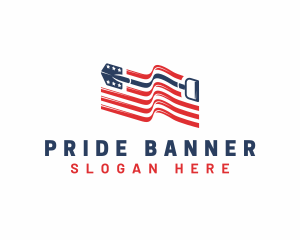 American Flag Shovel logo design