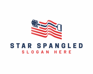 American Flag Shovel logo design