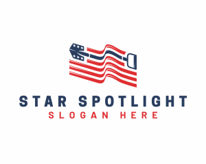 American Flag Shovel logo design