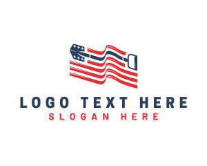 American - American Flag Shovel logo design
