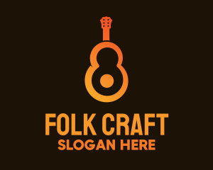 Folk - Orange Guitar Number 8 logo design