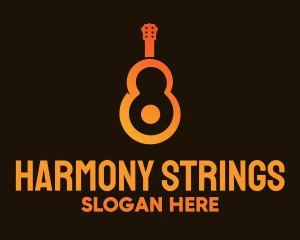 Strings - Orange Guitar Number 8 logo design