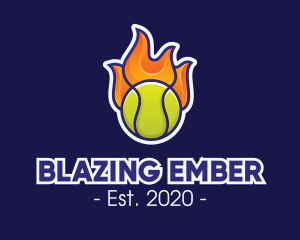 Fiery - Flaming Tennis Ball logo design