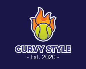 Flaming Tennis Ball logo design