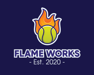 Flame - Flaming Tennis Ball logo design