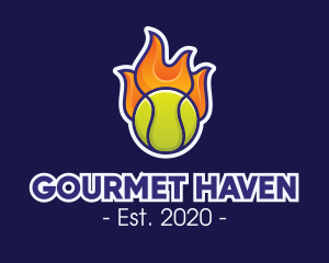 Flaming Tennis Ball logo design