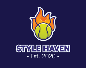 Flaming Tennis Ball logo design