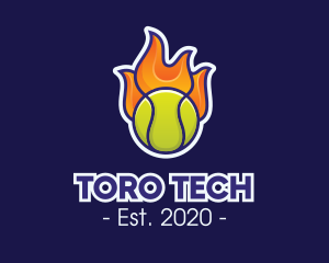 Flaming Tennis Ball logo design