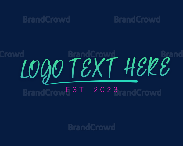 Neon Handwriting Stroke Logo