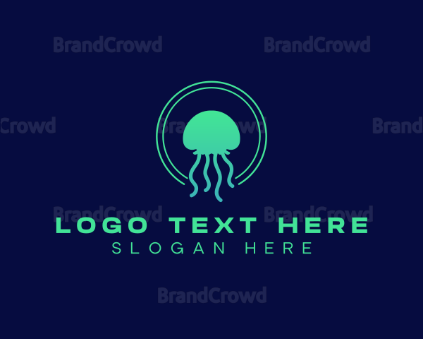 Ocean Swimming Jellyfish Logo