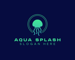Swimming - Ocean Swimming Jellyfish logo design