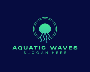 Swimming - Ocean Swimming Jellyfish logo design