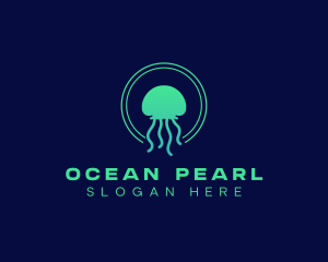 Ocean Swimming Jellyfish logo design