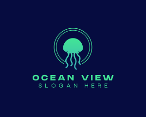 Ocean Swimming Jellyfish logo design