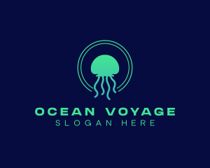 Ocean Swimming Jellyfish logo design