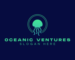 Ocean Swimming Jellyfish logo design