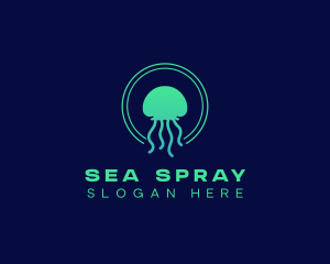 Ocean Swimming Jellyfish logo design