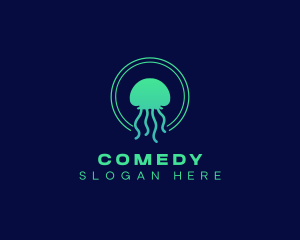 Ocean Swimming Jellyfish logo design