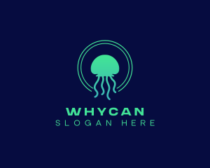 Biology - Ocean Swimming Jellyfish logo design