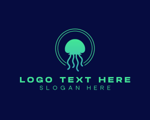 Ocean - Ocean Swimming Jellyfish logo design