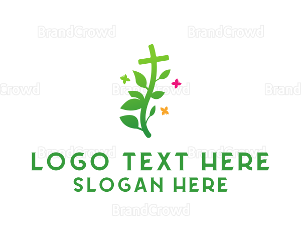 Garden Cross Plant Logo