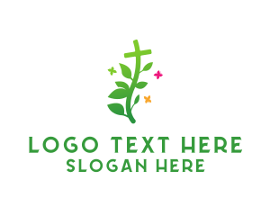 Catholic - Garden Cross Plant logo design