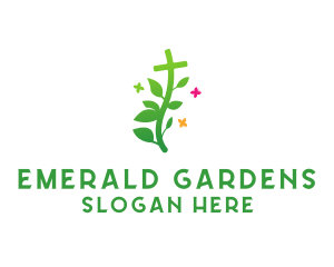 Garden Cross Plant logo design