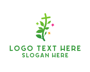 Environmental - Garden Cross Plant logo design