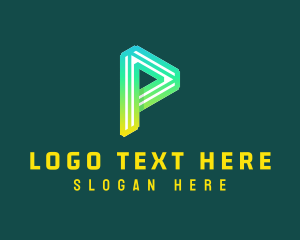 Geometric - Video Player Letter P logo design