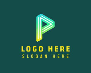 Networking - Video Player Letter P logo design