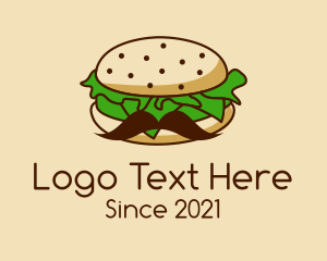 Line Art - Brown Burger Mustache logo design