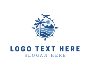 Travel - Tropical Beach Plane Travel logo design