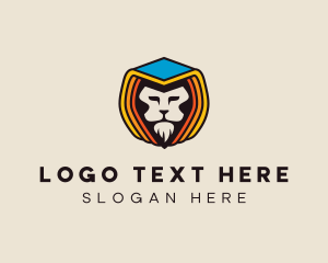 Online Game - Hooded Lion Badge logo design