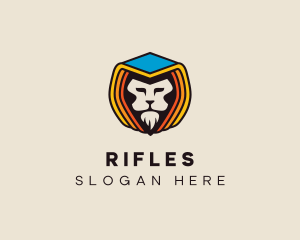 Online Game - Hooded Lion Badge logo design